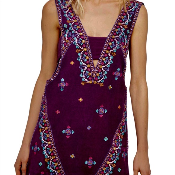 Free People Never Been Embroidered Mini Dress - Picture 4 of 5
